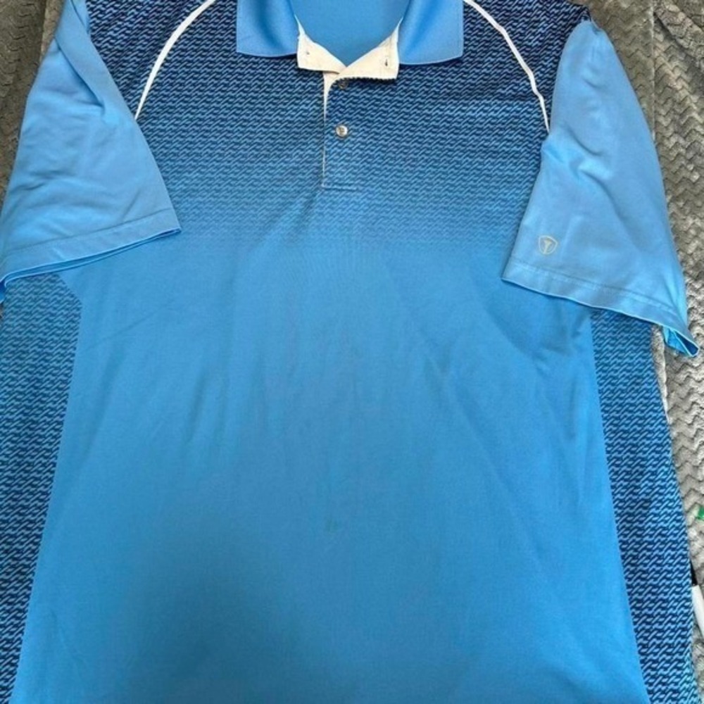 Pro Tour Mens‎ XXL Blue Ombre Performance Golf Polo Shirt Short Sleeve Stretch